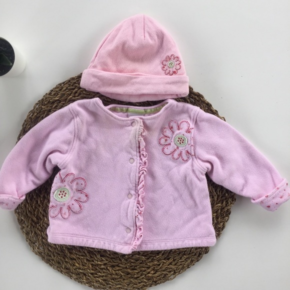 👛[Little Me] Sweater Jacket with Matching Hat - Picture 1 of 7